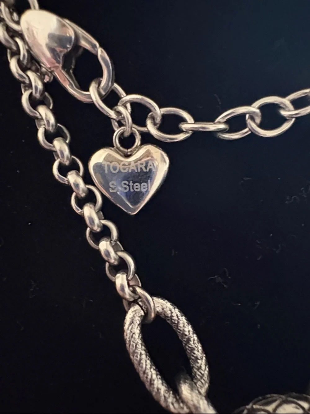 Stainless Steel Necklace With Tassel Pendant And Pink Accent - Picture 2 of 4